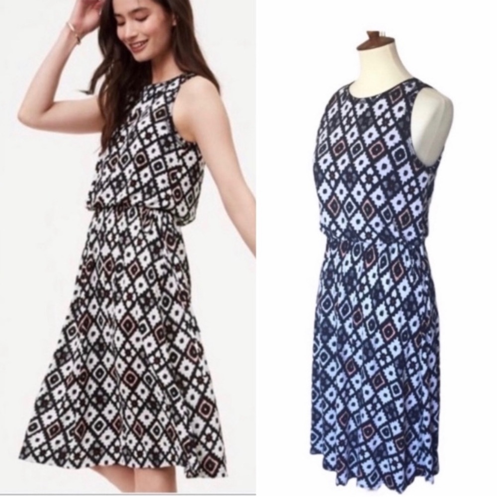 Ann Taylor Sleeveless Patchwork Dress Size S